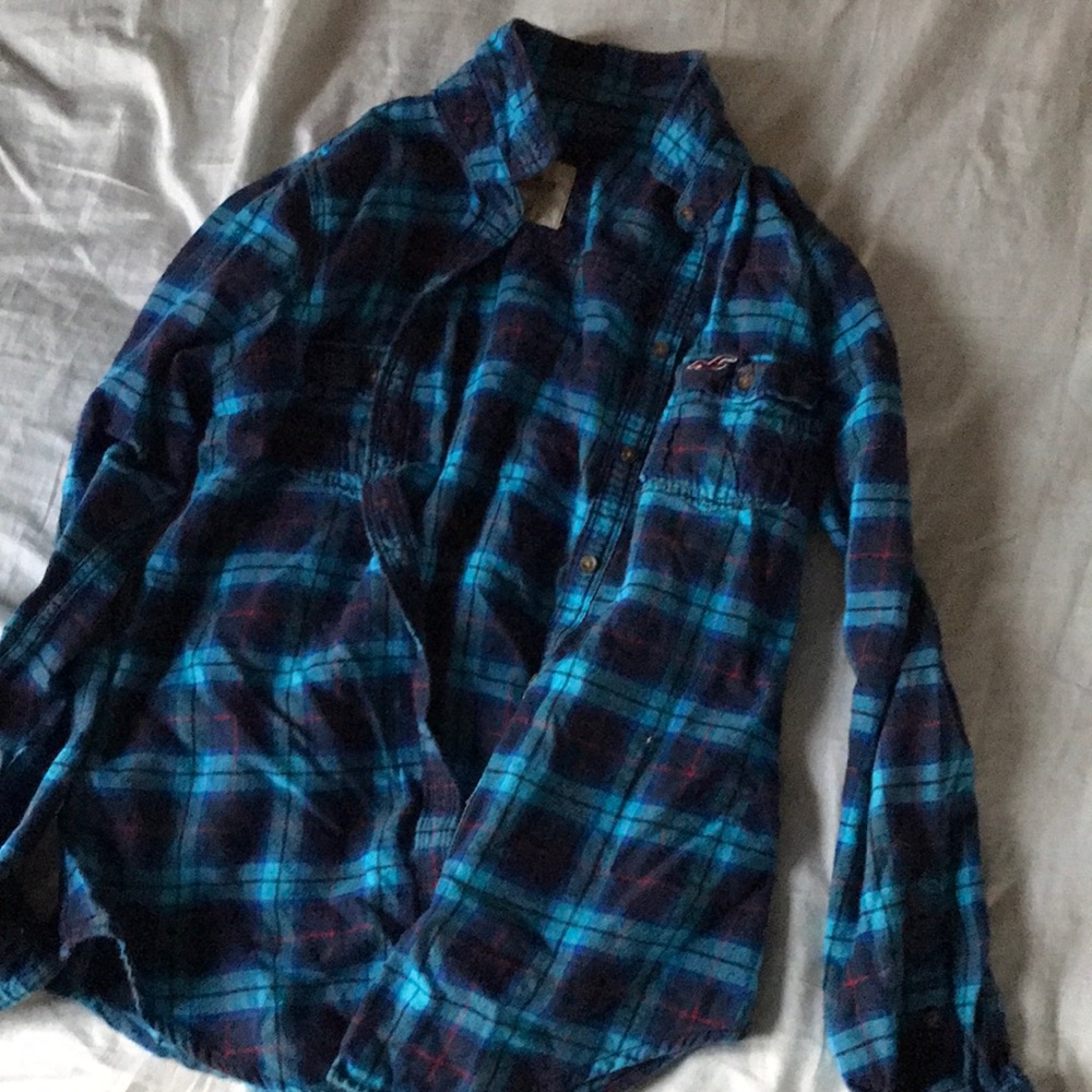 Blue Hollister flannel